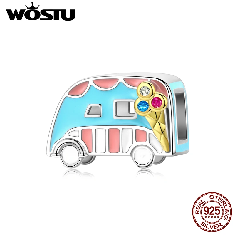WOSTU Ice-cream бусины в виде автомобилей из стерлингового серебра 925 пробы
