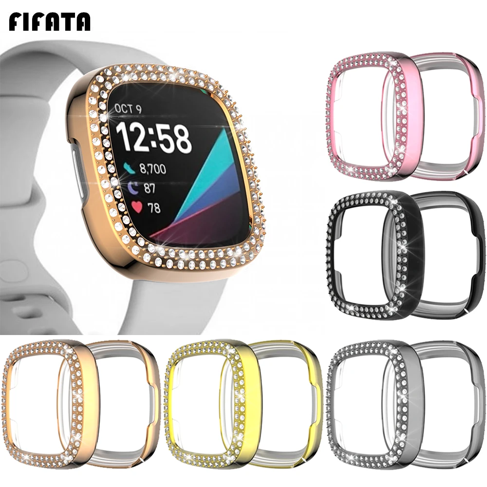 

Защитный чехол с алмазным покрытием из поликарбоната FIFATA для умных часов Fitbit Versa 3/Fitbit Sense, Сменный Чехол для часов