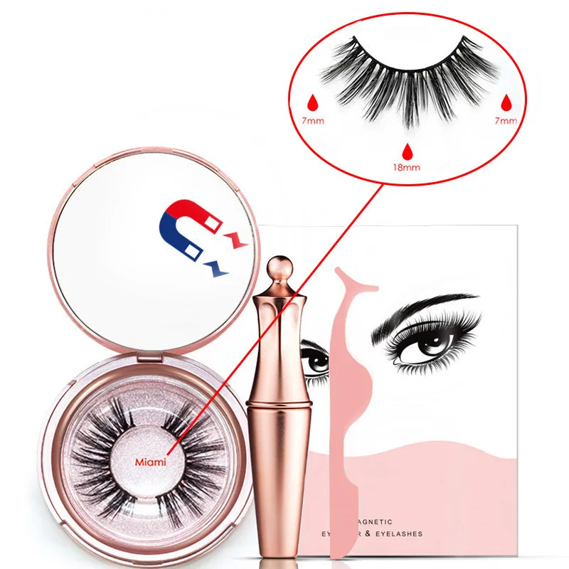 Miami Liquid Magnetic Eyeliner Set And Magnetic False Eyelashes Tweezer Magnetic Eyeliner Waterproof Long Lasting Eyeliner Eyelashes - Цвет: Miami
