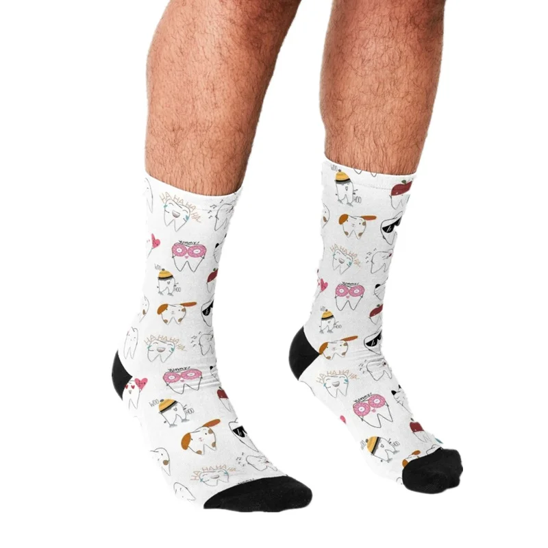 

Носки мужские Смешные Милые носки с принтом смешанных моларов, новинка в стиле Харадзюку, милые повседневные сумасшедшие носки для мальчик...