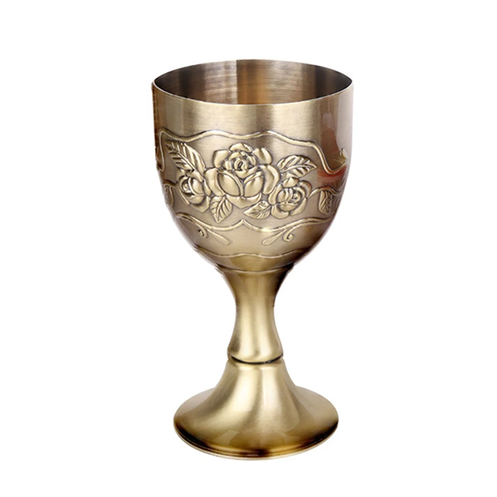 

1pc Wine Cup Goblet Chalice Alloy Antique Vintage Retro EU Style Gifts Ornaments For Dining Room Table Kitchen Decoration