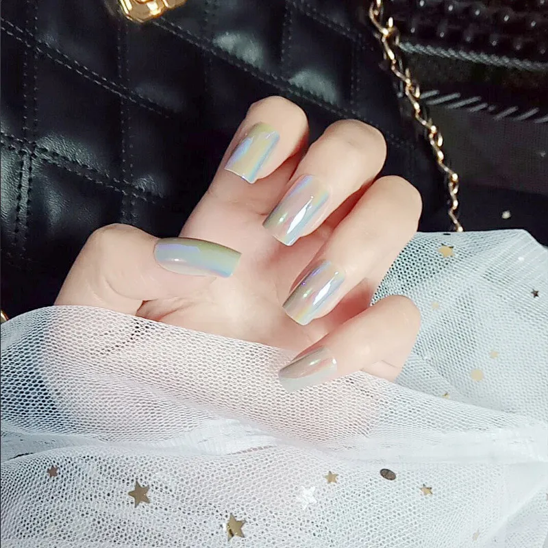 24 шт. накладные ногти Аврора великолепное волшебное зеркало хромированные