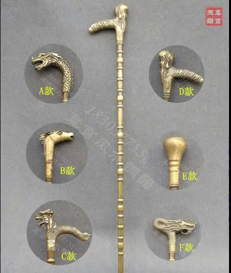 

Vintage factory direct pure copper head crutch stick old man taishi cane birthday gift of ancient crutches give birthday gift