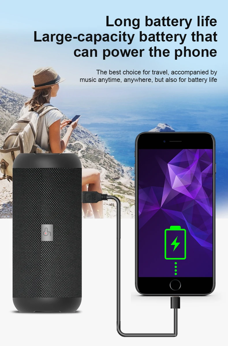 

Portable Bluetooth Speaker Box Waterproof Column Wireless Subwoofer Soundbar Super Bass High Power Boombox FM Radio Music Center