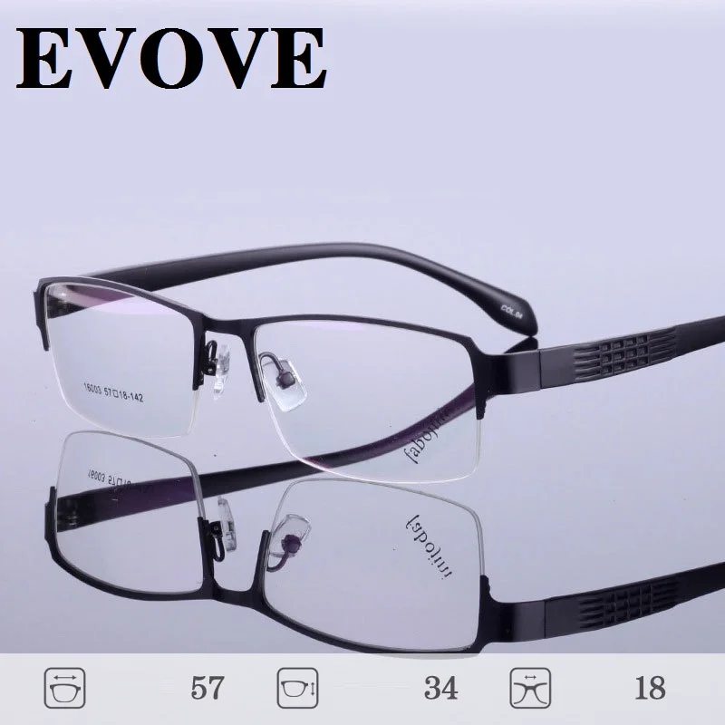 Evove-gafas de lectura rectangulares para hombre, lentes con montura de 150mm, Semi sin montura, graduadas