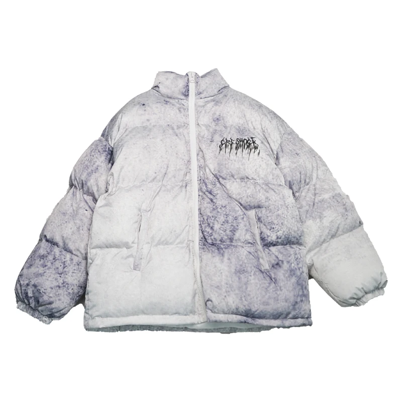 Граффити Состаренный полный печати стеганая куртка для мужчин зимние теплые