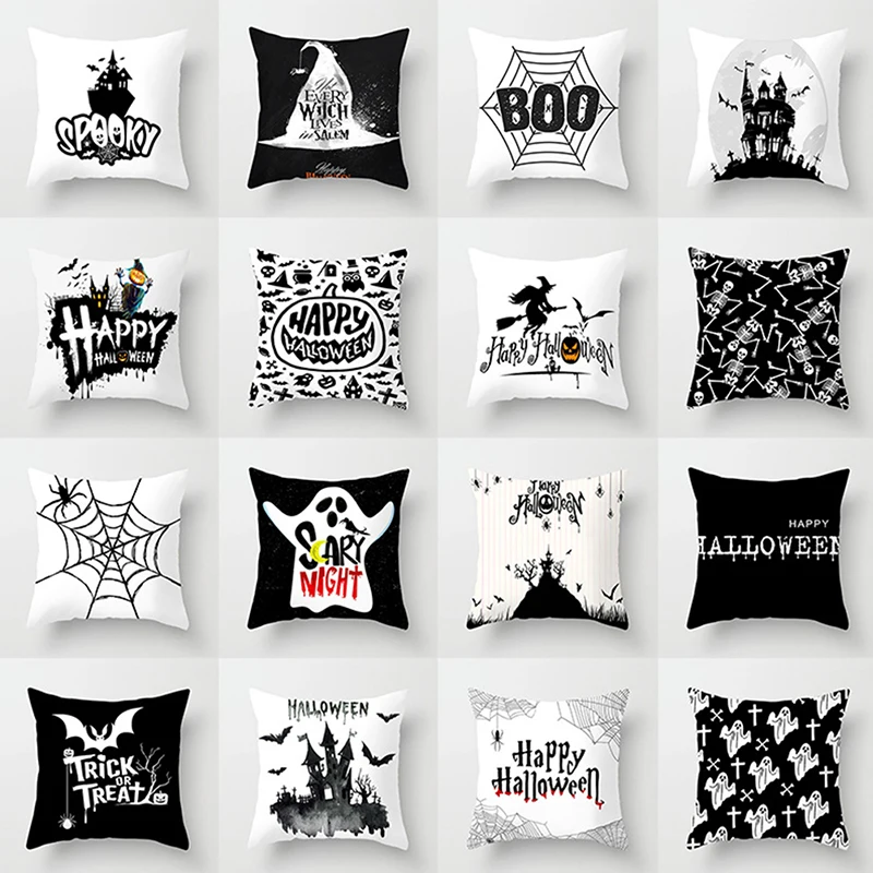 

Black White Geometric Cushion Cover Polyester Throw Pillow Case Sofa Pillowcase