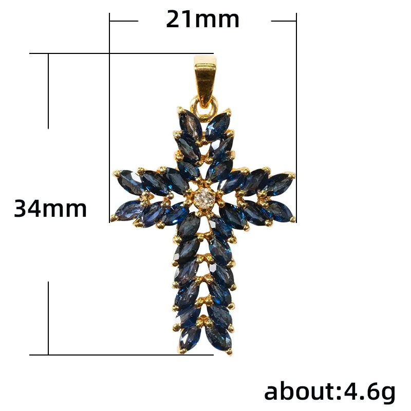 

Luxury Blue Gems Crystal Cross Necklace Gold Plated Inlay Zircon Party Women's Necklace Wedding Jewelry Xmas Lover's Gifts