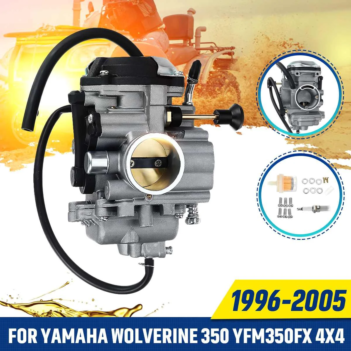 

Мотоциклетный Карбюратор Carb с комплектом запасных топливных фильтров для Yamaha Wolverine 350 YFM350FX 4X4 1996-2005