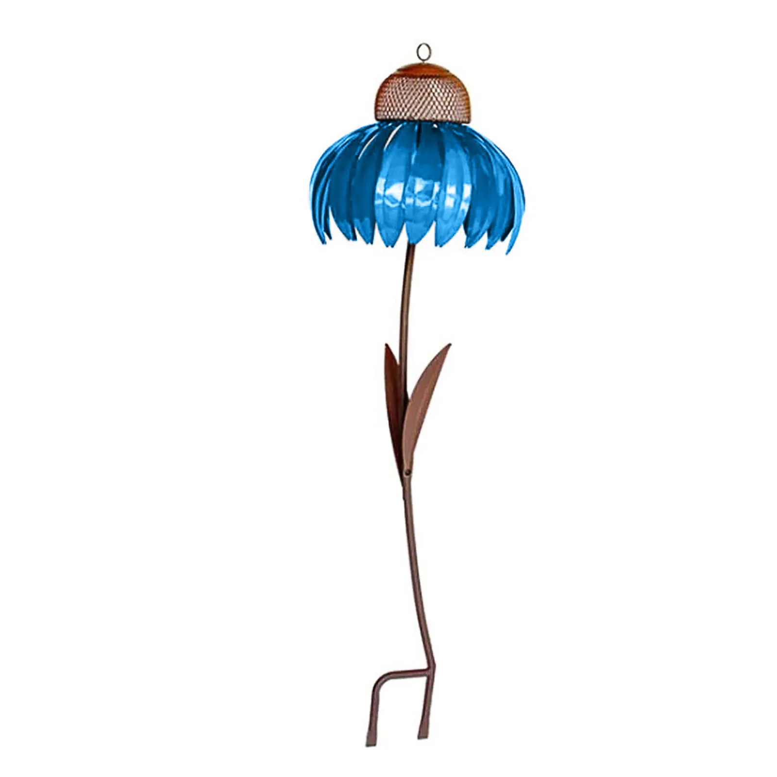 

Кормушка для птиц, металлическая декорированная птицей, с подставкой, синяя Цветочная птица, для улицы, сада, двора, газона, 35 #