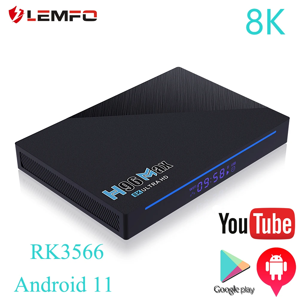 

H96 MAX RK3566 2021 Smart TV Box Многоязычный Bluetooth Android 11 8 ГБ ОЗУ Поддержка 64 ГБ 1080p 8K HD Google Play Youtube медиаплеер Поддержка телеприставки мышь и клавиатура