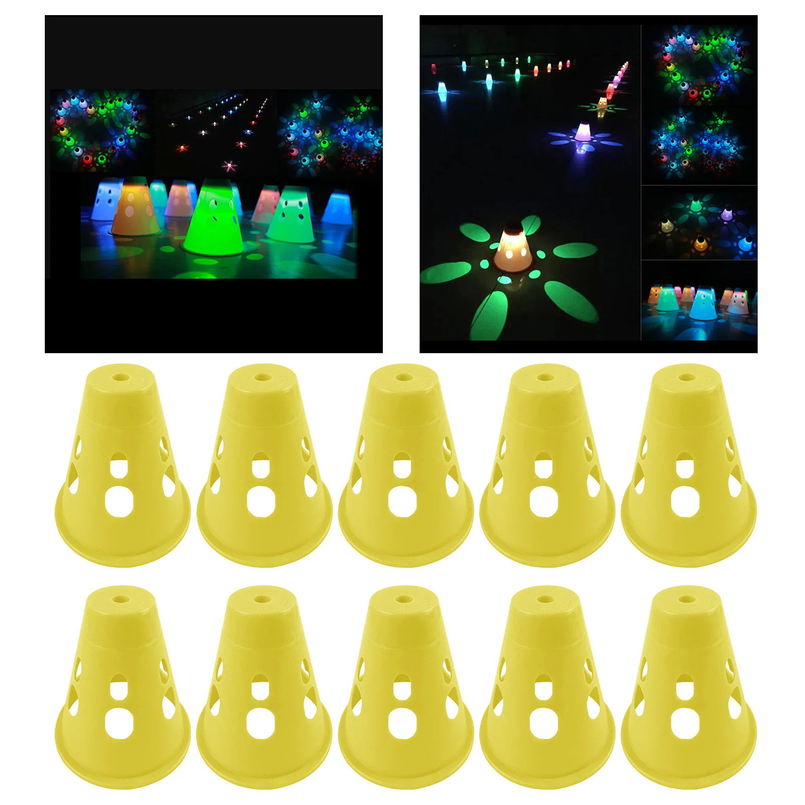 10x Plastic LED Skating Cones Skate Training Marker Pile Cups Decor |