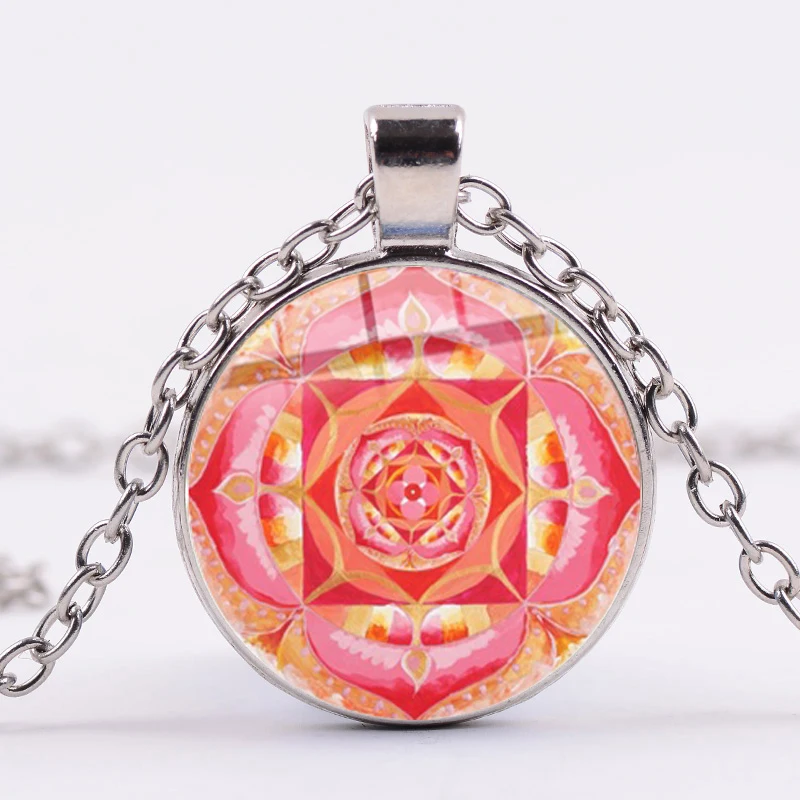 Азиатских винтажные буддизм чакра Мандала ожерелье Ом Индии символ йоги