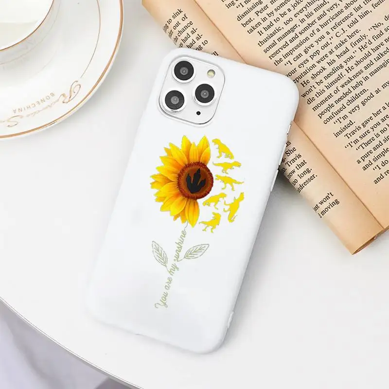 

Sunflower Phone Case Candy Color White for iPhone 11 pro XS MAX 8 7 6 6S Plus X 5S SE 2020 XR