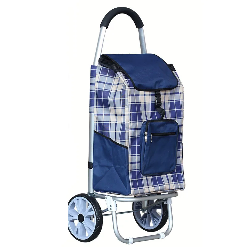 

Large Size Aluminum Alloy Shopping Cart with Oxford Cloth Bag High Quality Foldable Luggage Climbing Cart With Seat Big Wheel
