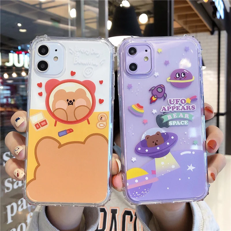 Противоударный чехол с космическим медведем для iPhone 11Pro iphone XS MAX X XR 6S Plus 6 7 8 милый