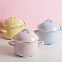 japanese stock pots multi purpose 16cm with lid enamel kitchen cooking milk soup pot baby food porridge pot cookware tools