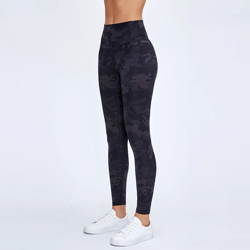 Super Soft Naked-Feel Hip Up Printing Yoga Fitness Pants Women Pocket Sport Tights Anti-sweat High Waist Gym Athletic Leggings