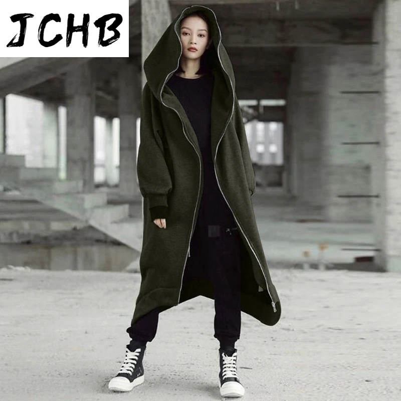 

Winter Autumn Hoodies Sweatshirt Coats Women Casual Hooded Long Sleeve Fleece Outwear Irregular Boyfriend Long Jackets Plus Size