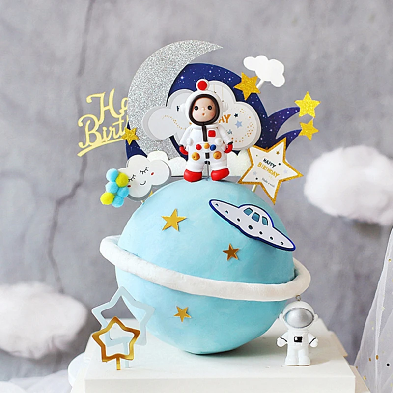 Топпер для торта Ins Rocket с белыми облаками украшение подвеска в виде космонавта и