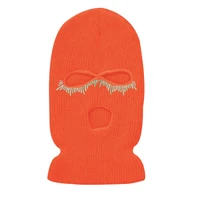 2022new unisex warm ski mask 3 hole knit full face cover balaclava hat unisex funny party embroidery beanies riding caps