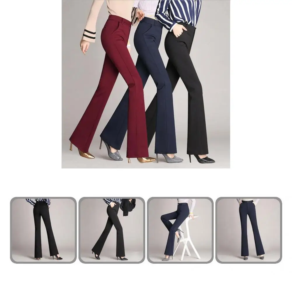 

2021 Women's Jeans Flare Trouser Solid High Waist Autumn Slim High Elasticity Pants Office Lady Travel Harajuku Female Vintage