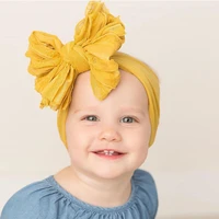 large bow baby headband messy folds bow newborn turban soft lace lace girls hair accessories infant bebes knot headbands
