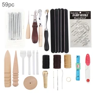 59pcsset diy leather craft handmade sewing stitching punch carving work kit saddle groover leather craft set practical for diy