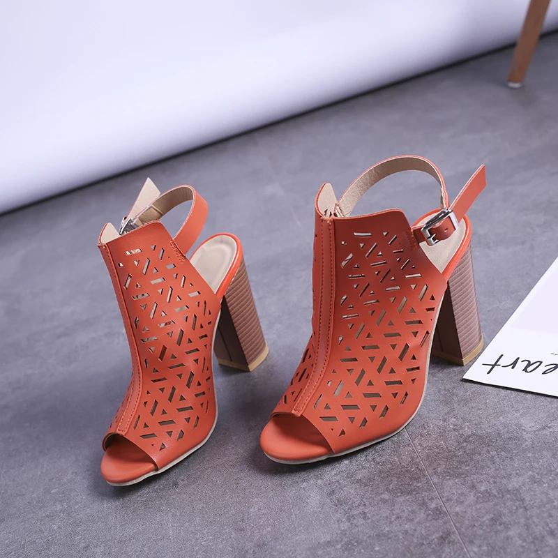 

Sexy Super High Fashion Heels Fishmouth Sandals Summer New Hollow-out Buckle Women's Shoes