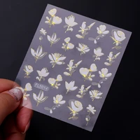 1 pc gold rose 3d nail sticker black and white flower patterns nail sticker summer transfer decal diy nail art decoration