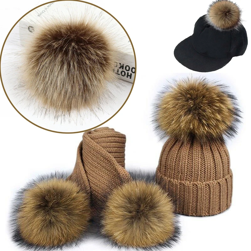 

Fake hair balls Hairball Pom Pom Hat top decoration DIY Ball Faux Fox Fur With Buckle PomPom Soft 10-12CM Cap Accessories