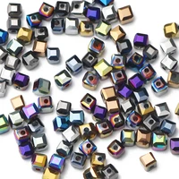 upgfnk czech square shape austrian crystal glass beads 4mm 100pcs plating loose spacer beads for jewelry making diy bracelet