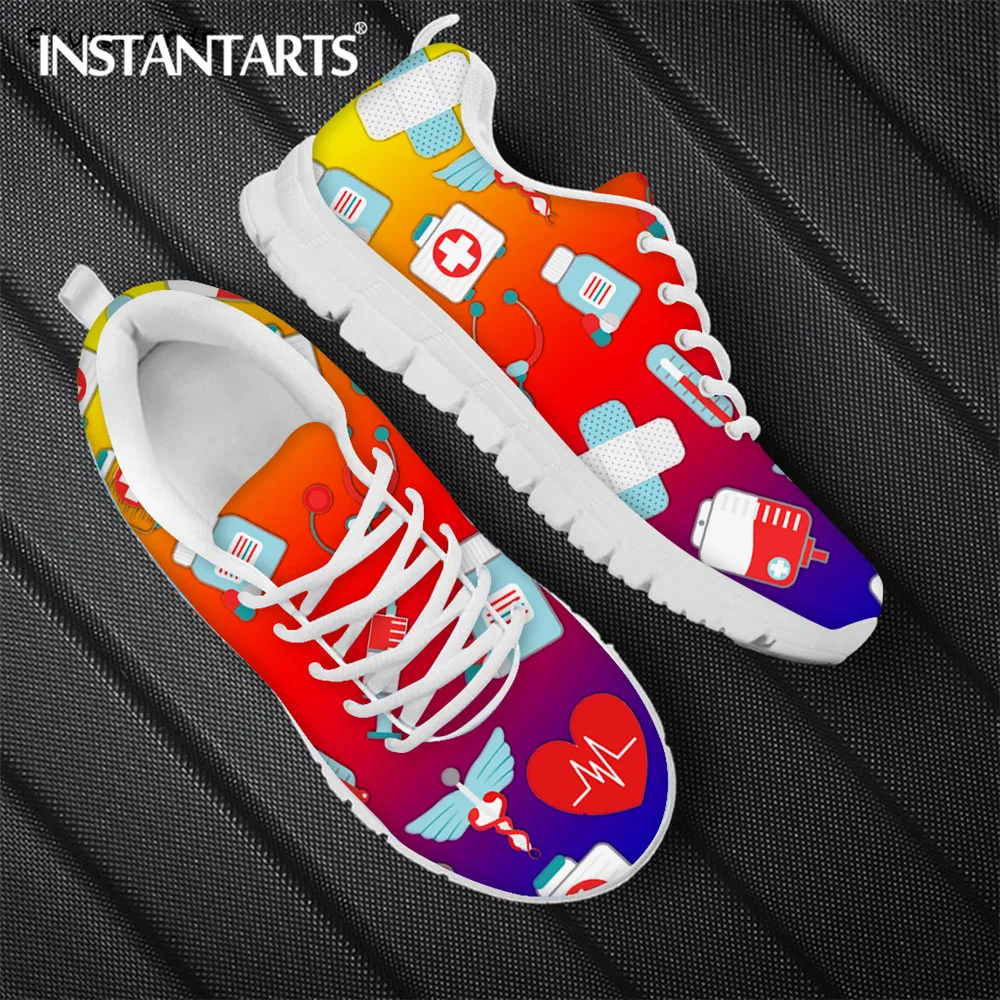 

Женские кроссовки на шнуровке INSTANTARTS, мягкие теплые кроссовки на плоской подошве, градиентные цвета, для больниц, медицинские инструменты, д...