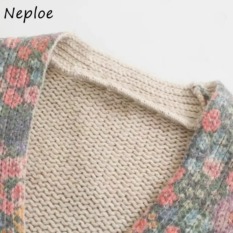 Осенне-зимний Новый Нежный вязаный кардиган Neploe Женский однобортный свитер с