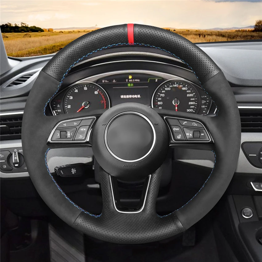 

DIY Anti-Slip Wear-Resistant Steering Wheel Cover For Audi A1 (8X) Sportback A4 (B9) Avant A5 (F5) Q2 Car Interior Decoration