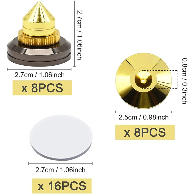 Набор № 8 Золотой акустические шипы Динамика сабвуфера CD без усилителя