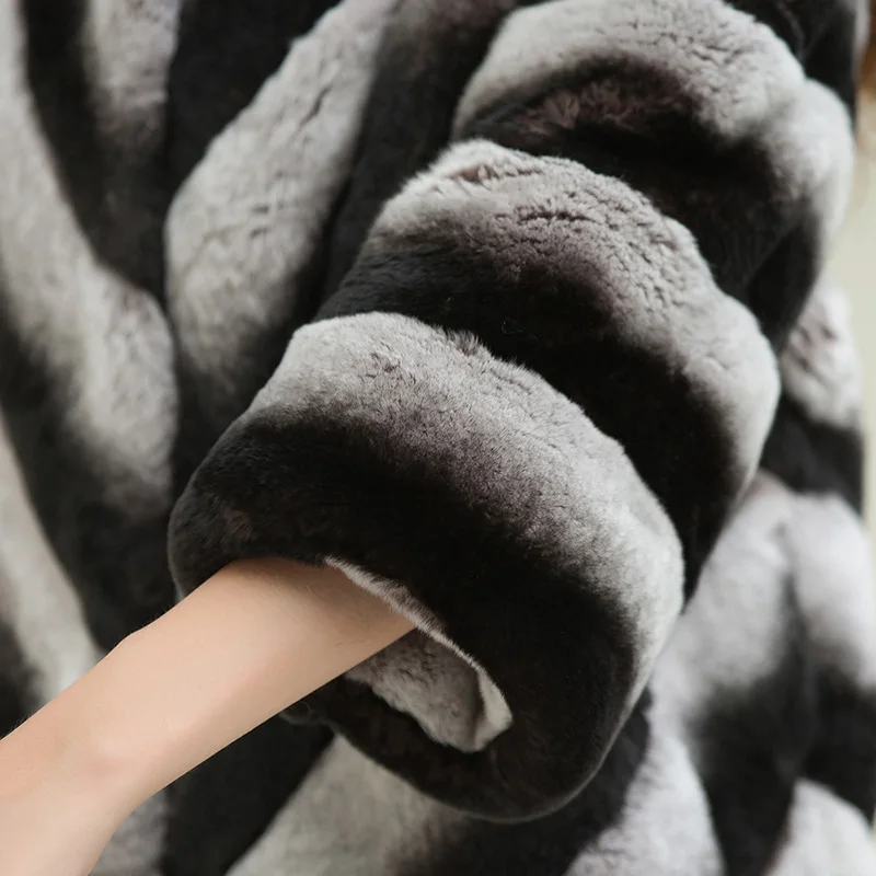 Ruixiangte зимнее женское короткое пальто из натурального меха кролика рекс