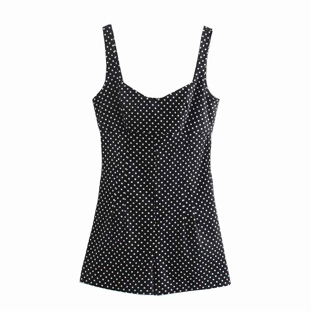 

DiYiG WOMAN 2021 summer new women's casual versatile polka dot printed sleeveless short suspender jumpsuit ZA