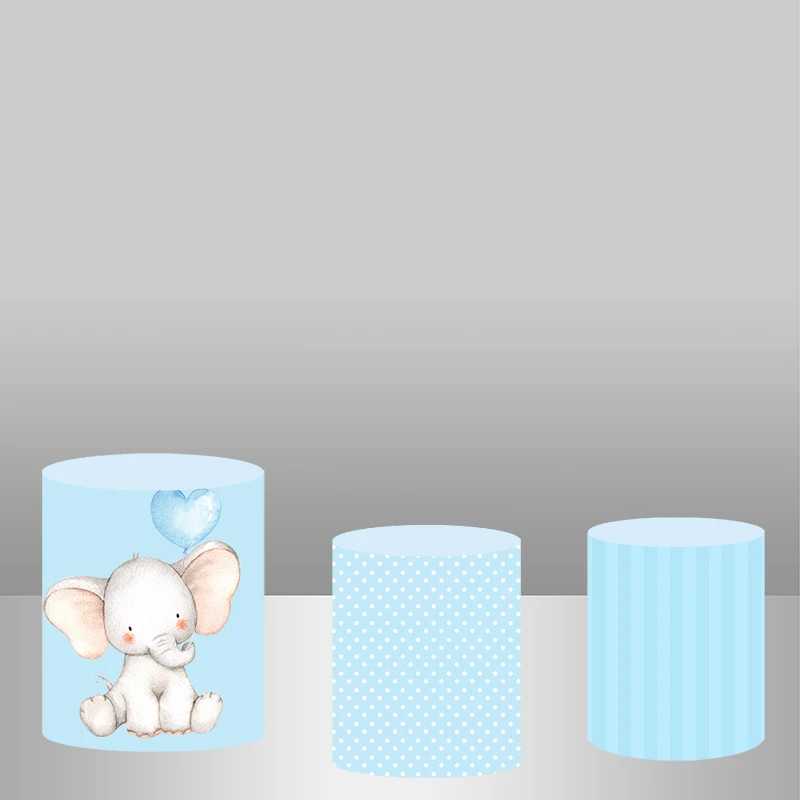 

Custom Newborn Baby Shower Backdrop Banner Elephant Plinth Cover Cylinder