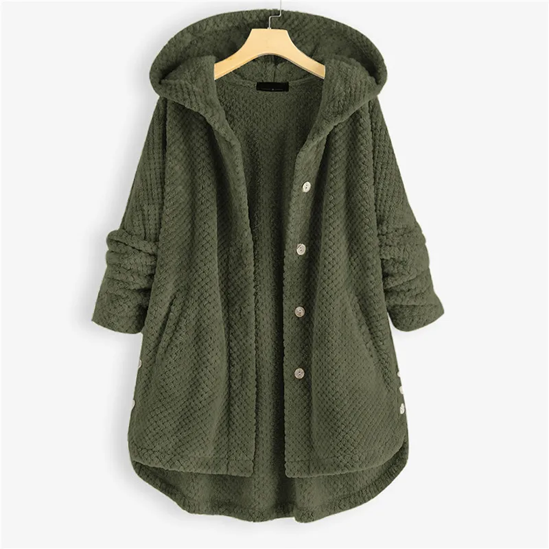 Женский зимний двусторонний флисовый кардиган с капюшоном свитер Женское пальто