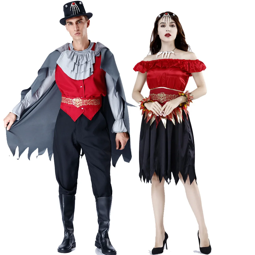 

Vampire Costume Women Men Monk Cloak Robe Priest Witch Dress Skeleton Zombie Halloween Purim Party Fancy