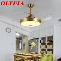 hongcui brass ceiling fan lights with invisible fan blade remote control contemporary creative decoration for home office