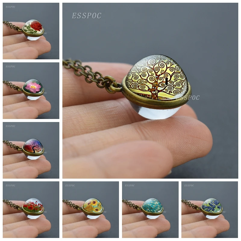 Винтажное ожерелье с цветами Ван Гога известное Подсолнух Ирис Климт древо жизни