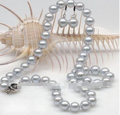 +++901 Rare!7-8MM Gray Akoya Cultured Pearl Necklace 17&quot earring jewelry set | Украшения и аксессуары