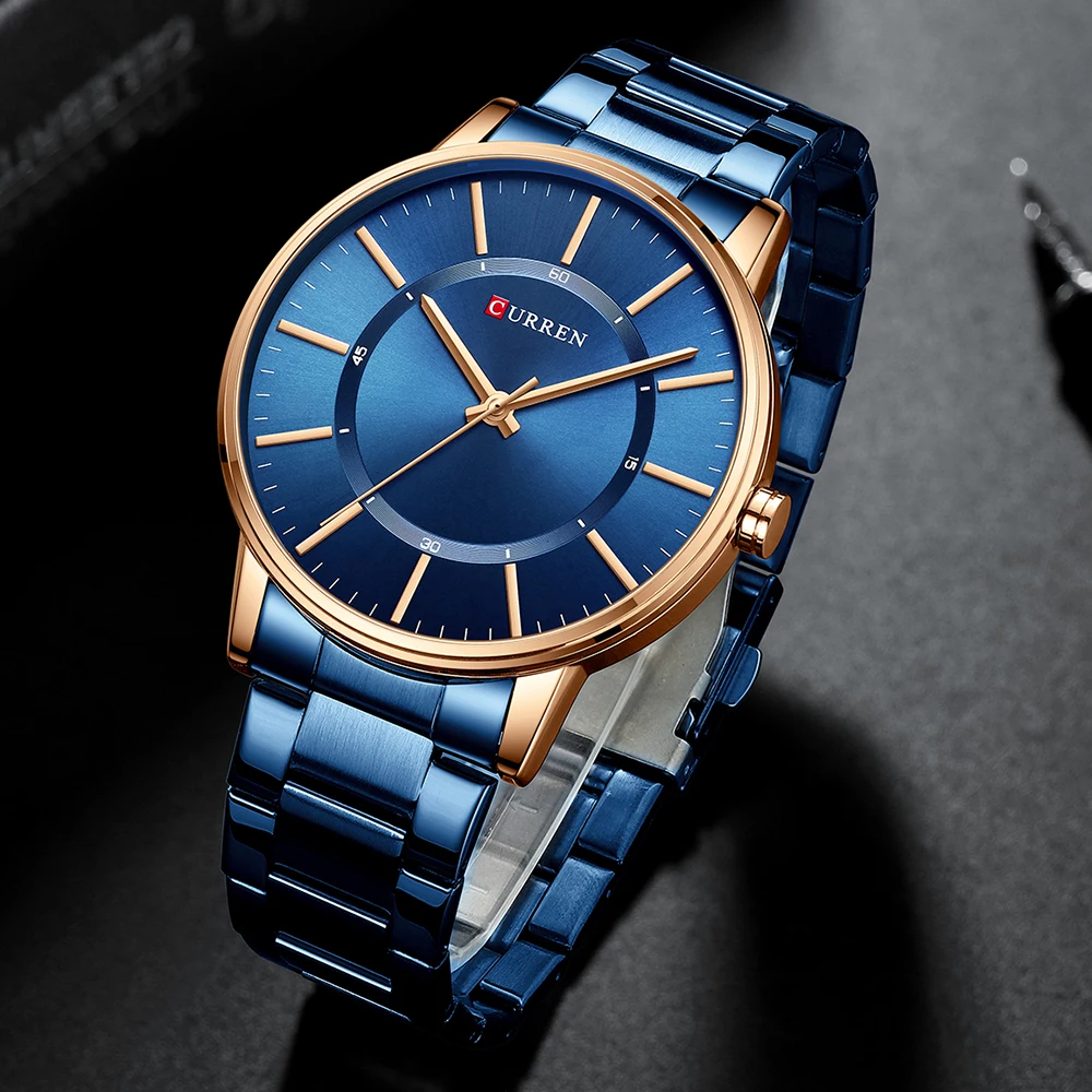 

CURREN Classic Simple Quartz a Pair Wristwatch Stainelss Steel Band Clock