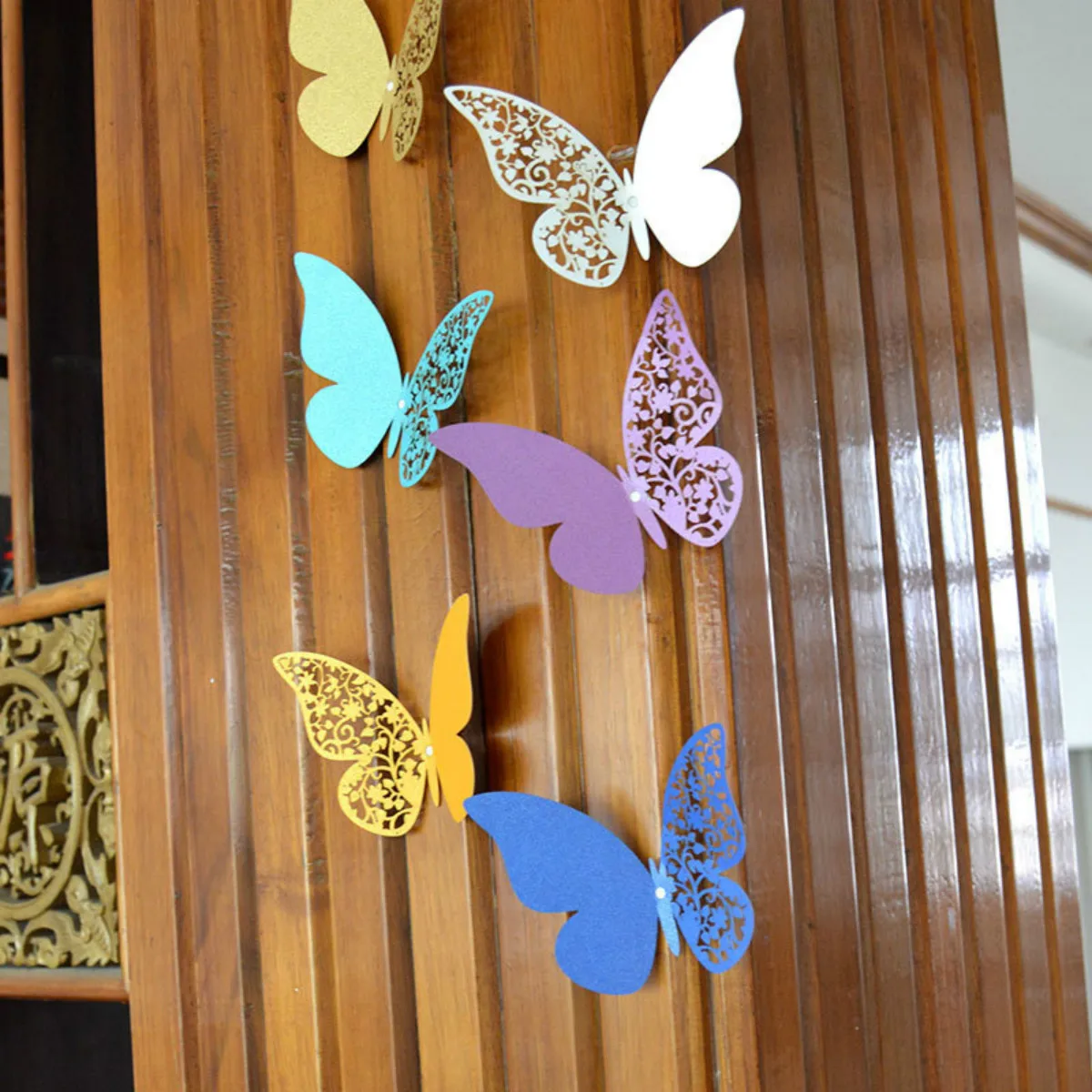 

12pcs Half hollow 3D Butterfly Wall Sticker for Wedding Home decoration Butterflies on the wall rooms Decor Multicolor stickers