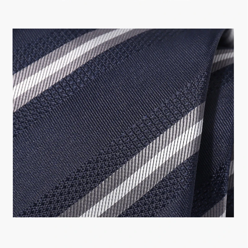 Brand Designer Luxury Ties Navy Blue Striped Business Tie For Men High Quality Fashion Party Work  8CM Wide Necktie Male Gift