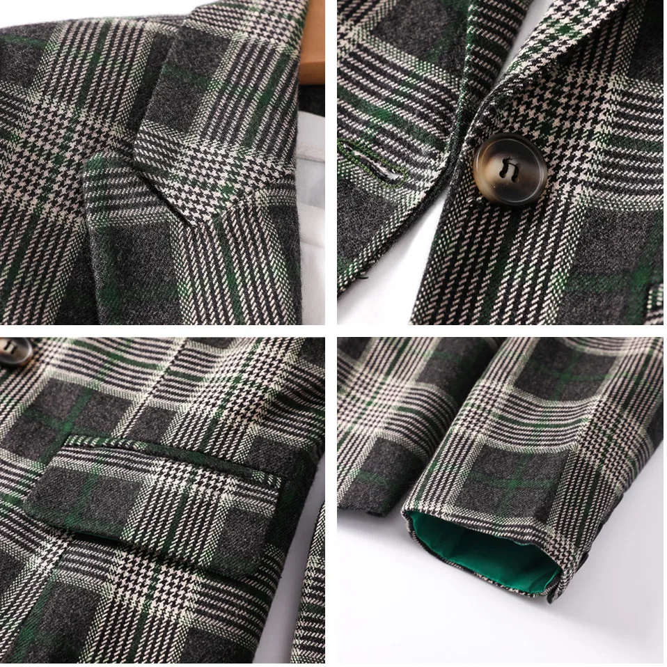 

Lauri Laki Fashion Autumn Women Plaid Blazers Jackets Work Office Lady Suit Slim Single Button Business Female Blazer Coat Retro