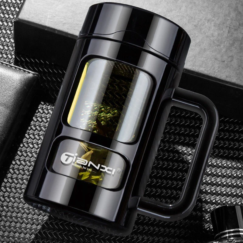 Стакан для чая TIANXI мужчин и женщин Мужская двухслойная стеклянная чашка в