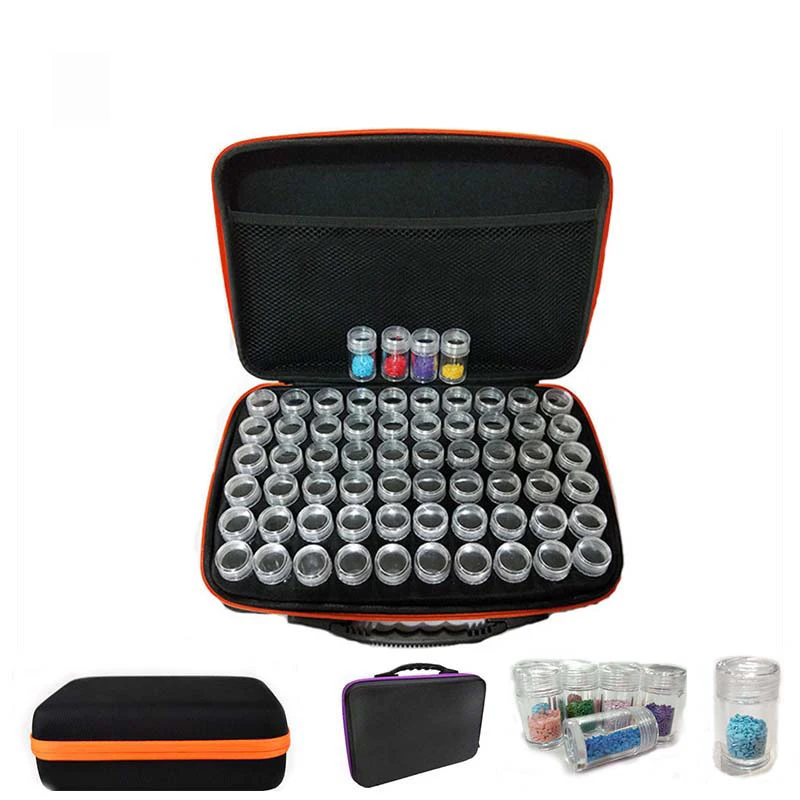 Caja de almacenamiento de alta gama para pintura de diamantes, contenedor cuadrado completo, bolsa de mano con cremallera, a prueba de golpes, 30/60 botellas-0